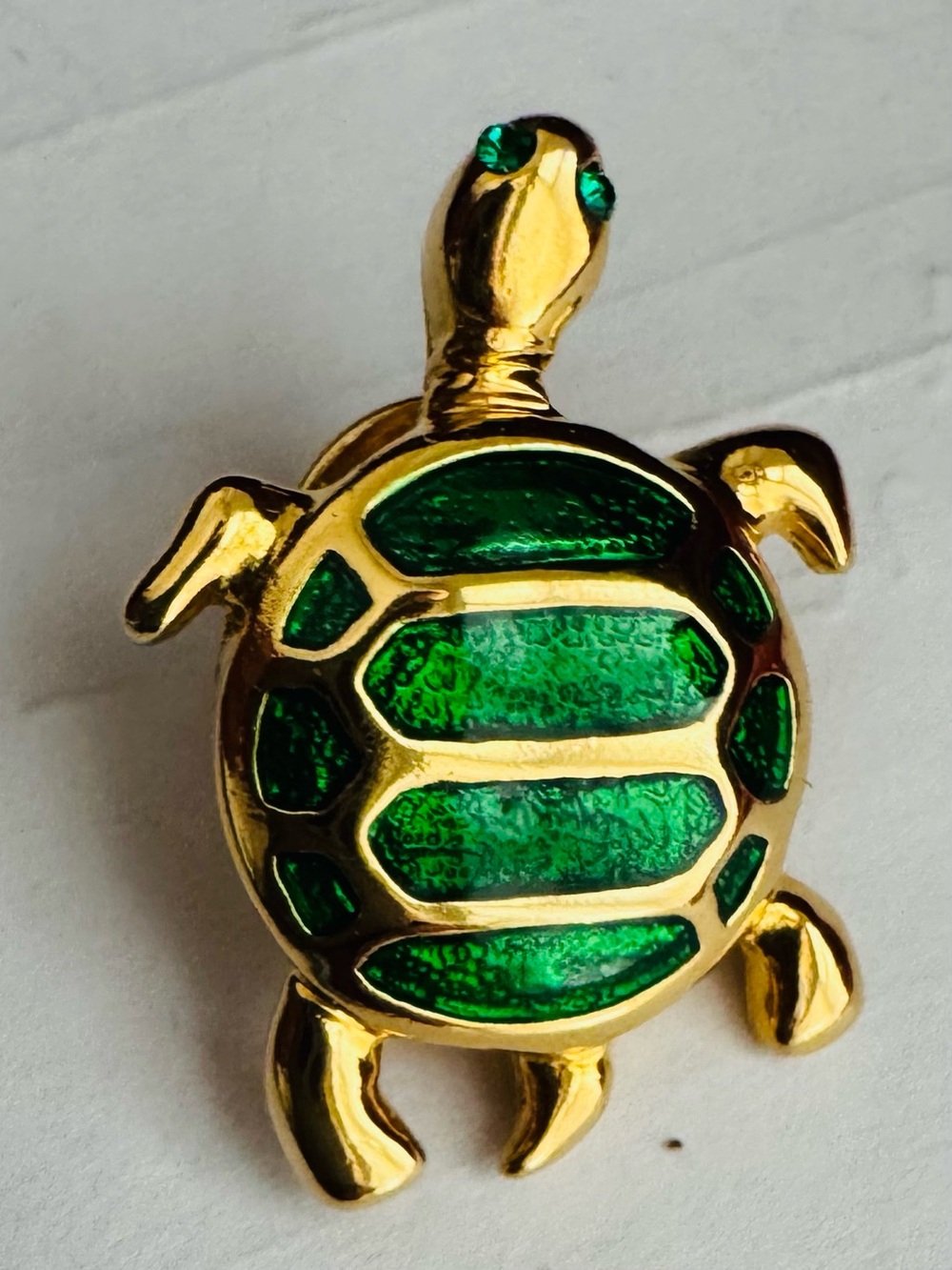 Carolee Gold and Green Turtle Brooch